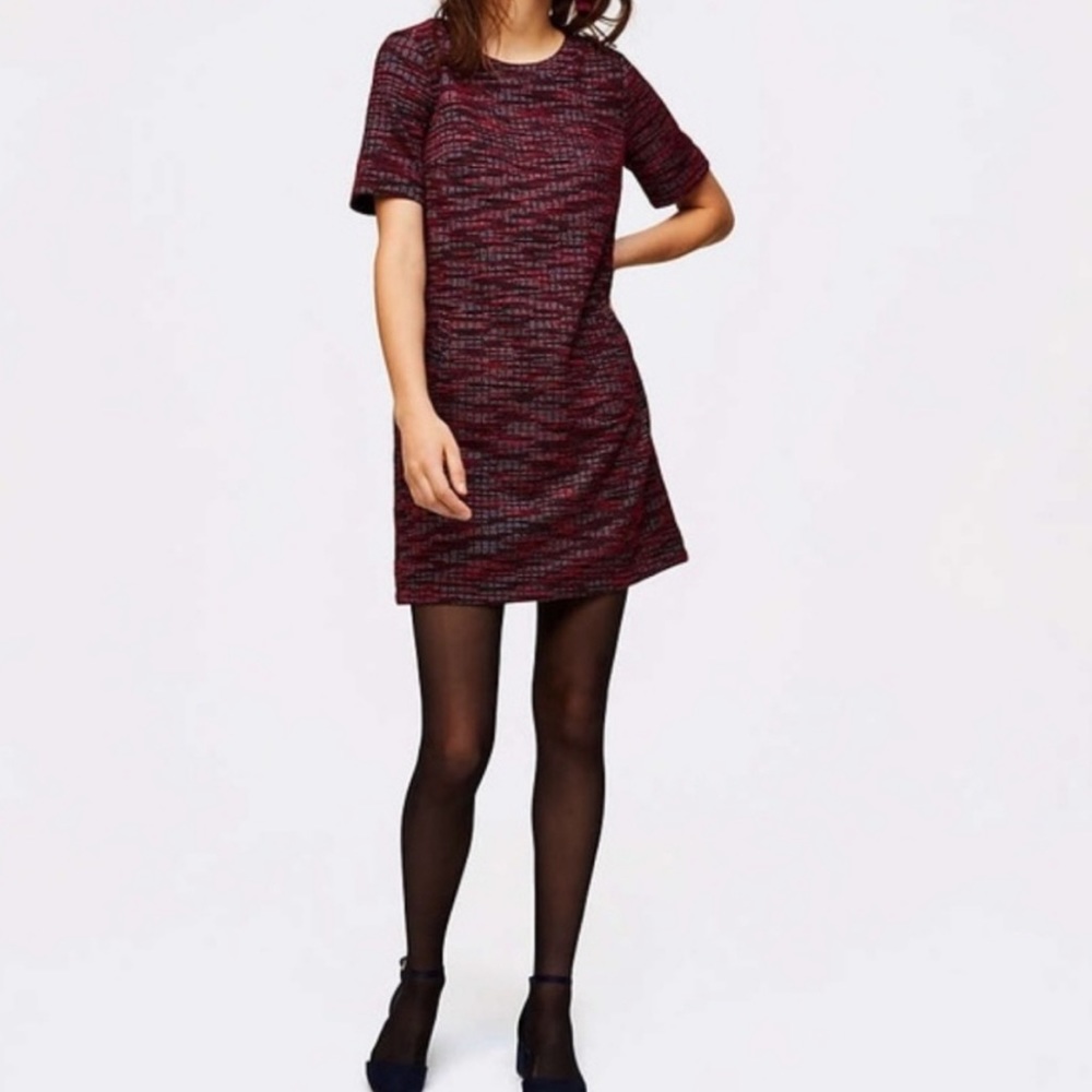 Loft Tweed Pocket Shift Dress Small